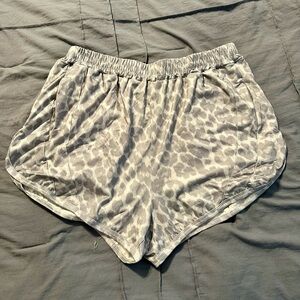SHEIN Gray Leopard Print Athletic Shorts